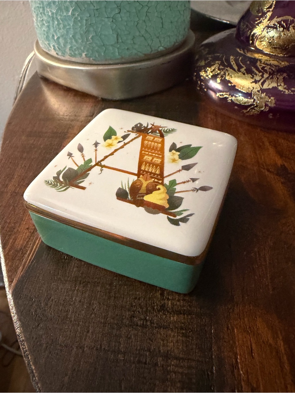 Disney Adventureland Ceramic Square Trinket Box “A for Adventureland”
